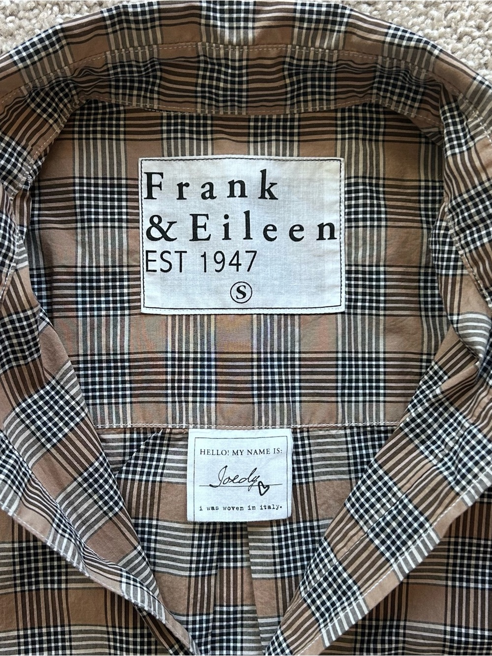Frank & Eileen Joedy Oversized Plaid Button Down Shirt Size S Brown Cotton - Picture 5 of 11